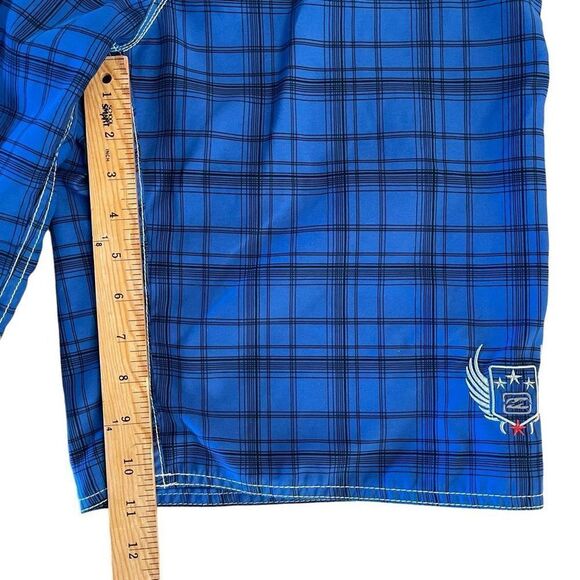 Billabong Mens Boardshorts Plaid Spellout Polyester Blue Black Size 34 - Picture 7 of 8